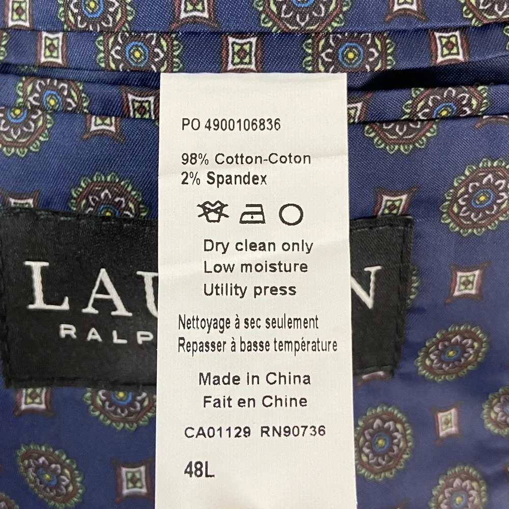 Ralph Lauren Men's 48L Gray Corduroy Blazer Sport Coat Elbow Patches Academia‎